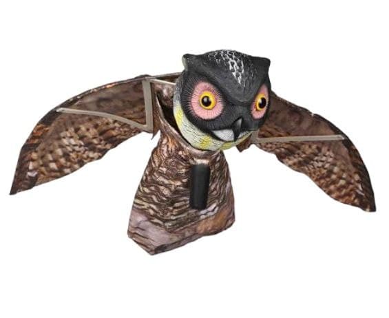 Realistic Bird-X Prowler Owl Scarecrow Bird Proof Repellent Decoy Pest Control With Moving Wings